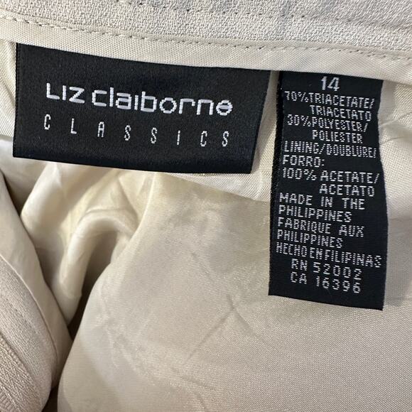 Liz Claiborne Classics Pantsuit WMNS 14 Tan Coordinates Lined Long Sleeve Formal - Picture 8 of 10